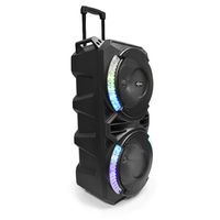Axess PABT6014 Bluetooth PA 8" X2 Loud Party Speaker, Disco Lights, USB/TF Card/Aux/FM/Mic Inputs, Bass-Treble Control, Remote, Rech. Battery +9 Volt Adaptor & Wired Mic, Wireless, Portable