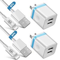 iVelltare Phone Charger 6 ft with Plug, 6 Foot Fast Charging Cable Cord and Dual Port USB Wall Charger Adapter Compatible with Phone 11/11 Pro/11 Pro Max/XS/XS Max/XR/X/ 8/7/ 6S Plus, 5S/ SE(4 in 1)