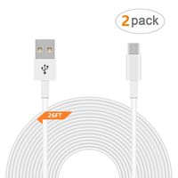 Micro USB Power Extension Cable Charging Cord for Wyze Cam and Wyze Cam Pan,Blink,Nest Cam,Arlo Q, Yi Camera,Kasa Cam,Oculus Go,PlayStation Classic,Netvue,Super NES Classic,Furbo Dog (26 Feet,2 Pack)