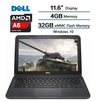Dell Inspiron AMD A6-9220e accelerated processor 2.5GHz, 11.6 inch HD (1366 X 768) Display, 4GB DDR4 SDRAM, 32GB eMMC Flash Memory, Windows 10 (Renewed)