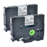 NineLeaf 2 Pack Black on Clear Labeling Tape Compatible for Brother TZe111 TZ-111 TZ111 Laminated Label Tape Cartridge for P-Touch Label Makers & Printers 1/4"x 26.2"(6mm x 8m)