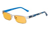 Eyekepper Computer Gaming Glasses with Optical Frame and Anti Radiation UV400 Reduces Eyestrain-96.9% Blue Light Blocking Orange Tinted Small Lens-Sleep Better Eyeglasses Men Women(Silver/Blue, 0.00)