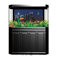 Terrarium Fish Tank Background,New York,NYC Midtown Skyline in Evening Skyscrapers Amazing Metropolis City States Photo,Royal Blue,Photography Backdrop for Pictures Party Decoration,W48.03"xH18.11"