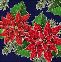 Evergreen Set of 2,Cocktail Size Napkin, 5"x5", Pack of 20, Red Poinsetta