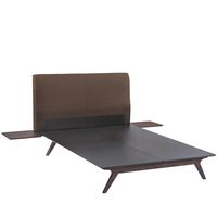 Modway Tracy Mid-Century Modern Wood Platform Queen Bed with Two Nightstands in Cappuccino Brown