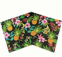 WallyE Luau Fiesta Party Supplies 20 Pack Pineapple Hawaiian Cocktail Napkins, Tropical Decoupage Napkins, Black