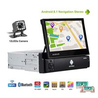 Car Stereo Single Din Car Radio Android MP5 Audio 7"Touch Screen in Dash Head Unit Bluetooth GPS Navigation WiFi FM Radio USB/AUX-in Support Mirror Link Steering Wheel Control+ Rear View Camera