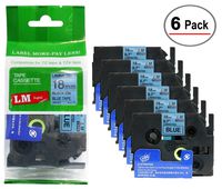 6/Pack LM Tapes - Premium 3/4" Black Print on Blue Label Compatible with Brother TZe-541 P-Touch Tape and Comes with a Great Tape Color/Size Guide for Easy reordering. 18mm 0.7 Laminated