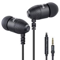 Wired Earphones, Adorer EM10 Powerful Bass in Ear Headphones with Microphone and Volume Control, Noise Isolating Earbuds - Black