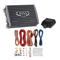 Boss Armor 1200 Watt 2 Channel Amplifier with Level Remote + 8 Gauge Wire Kit