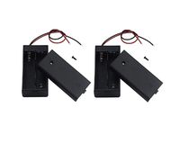 Black Plastic 2 x 1.5V AA Battery Box Case Cell Holder Spring Clip Wire Leads (2)
