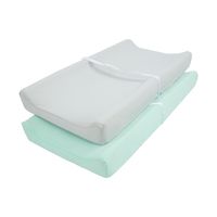 TILLYOU Jersey Knit Ultra Soft Changing Pad Cover Set-Cradle Sheet Unisex Change Table Sheets for Baby Girls and Boys-Fit 32"/34'' x 16" Pad-Comfortable Cozy -2 Pack Lt Green & Lt Gray