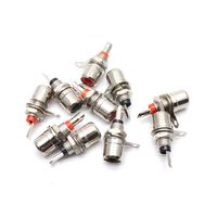 Hxchen Red&Black Chassis Panel Mount Female Socket RCA Phono Solder Connector - Pack of 10