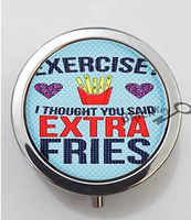 BlackKey Exercise I Thought You Said Extra Fries 3-Compartment Decorative Pocket Gift Box Case Organizer for Pill, Color 1 -70