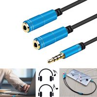 3.5mm Audio Stereo Y Splitte, Headphone Jack Splitter 1 Male to 2 Female, Cable AUX Cable for Earphone, Compatible for Phone, Tablets, MP3 Players