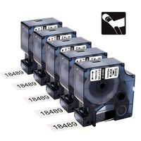 Anycolor Compatible Label Tape Replacement for DYMO 18489 Rhino Flexible Nylon Label Tape 3/4 Inch Industrial Tape Work with DYMO Rhino 5200 4200 6000 5000 Labeler, Black on White, 19mm x 3.5m, 5-Pack