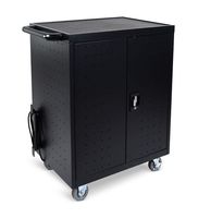 DMD Deluxe Mobile Charging and Storage Cart, Holds 32 Devices with up to 17" Display, Multiple iPad, Tablet, Laptop, Notebook and Chromebook Charging Station / Security Cabinet with Timer