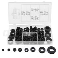 Qiilu 180 Pcs Rubber Grommet Kit, Rubber Grommet Wire Ring Electrical Gasket Washer Seal Assortment