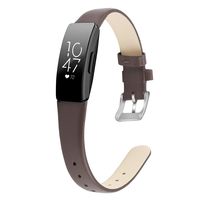 MEFEO Compatible with Fitbit Inspire Bands/Inspire HR Band, Genuine Leather Slim Soft Strap Wristbands Accessories Replacement for Fitbit Inspire Fitness Tracker (Coffee, Large (6.6"-8.8"))
