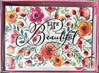 Punch Studio Window Boxed Set of 12 Blank Floral Note Cards ~ Life is Beautiful 74576
