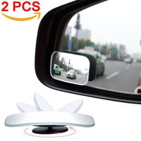 AmFor, HD Glass Convex Lens Frameless Adjustable Blind Spot Mirror for All Universal Vehicles Car Stick-on Design (2 PCS) (Rectangle), 2 Pack
