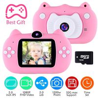 VATENIC Kids Camera Children Digital Cameras 2 Inch HD Toddler Video Recorder Shockproof Selfie Kid Toy Camera Birthday Best Gift for 3-10 Years Old Girls Kids (16GB SD Card Included) Pink (Pink)