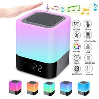 MJDUO Night Light Bluetooth Speaker,Portable Dimmable Touch Sensor Table Lamp with Alarm Clock,MP3 Music Player,USB,AUX Best Gift for Kids,Party,Bedroom,Outdoor