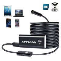 Wireless Endoscope,Appmax WiFi Borescope Semi-rigid Inspection Camera 2.0 MP HD Waterproof Snake Camera with 8 adjustable LED Lights for Android and IOS iPhone,Samsung,Tablet,PC of 5 M Black
