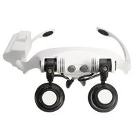 10X 15X 20X 25X LED Magnifier Double Eye Glasses Loupe Lens Jeweler Watch Repair Measurement with 8 Lens LED lamp