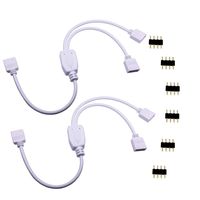 TronicsPros 2 Packs 4 Pin Splitter Cable LED Strip Connector 2 Way Splitter Y Splitter for One to Two 5050 3528 RGB LED Light Strip with 6 Male 4 Pin Plugs -30cm/12inch(1 to 2 Splitter Cable/ 2 Pack)
