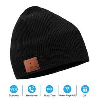 Neraon Newest Bluetooth 5.0 Wireless Bluetooth Beanie with Detachable HD Stereo Speakers & Mic, Bluetooth Headphones Beanie Music Hats for Outdoor Sports(Black)