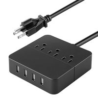 Power Strip with 4 USB Charger 3 AC Outlets,Portable Surge Protector Desktop Charging Station with 5 Feet Extension Cord,Overload Protection for Travel,Home,Office - UL Certified