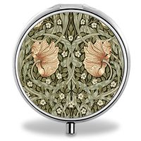 Compact 3 Compartment Medicine Case, IMLONE Customized Pink Blooming Flower Pill Organizer Metal Pill Box Pill Container for Purse, Travelling and Daily Needs