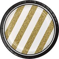 Creative Converting 24 Count Sturdy Style Paper Dessert Plates, 7", Black/Gold