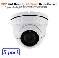 101AV 2MP 4in1 (TVI, AHD, CVI, CVBS) 2.8-12mm Indoor Outdoor Dome Camera DWDR OSD menu for CCTV DVR Home Office Surveillance Security (5 Pack, White)