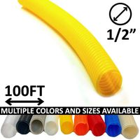 Electriduct 1/2" Split Wire Loom Tubing Polyethylene Flexible Conduit (0.5 Inch ID) - Yellow - 100 Feet