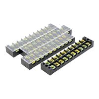 YXQ 600V 45A 10 Position Terminal Block Barrier Strip Dual Row Screw Block Covered with Removable Clear Plastic Insulating Cover, 4Pcs