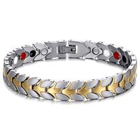 HiTreasure Gold Silver Titanium Steel Magnetic Therapy Health Link Bracelet Men Women