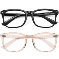 MEETSUN Blue Light Blocking Glasses, Anti Eye Strain Headache (Sleep Better),Computer Reading Glasses UV400 Transparent Lens (Black + coffee frame / 2 Pack Black, 53)