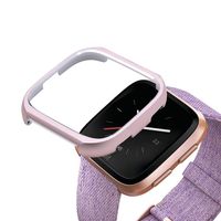 UKCOCO Metal Case Compatible Fitbit Versa, Stainless Steel Frame Protective Bumper Case Cover Replacement Accessory Compatible Fitbit Versa Smart Watch (Rose Gold)