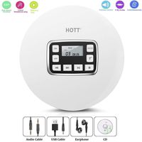 Portable CD Player, HOTT CD611 Personal Small Walkman CD Disc Player with Stereo Earphones, Electronic Anti-Skip Anti-Shock Protection (White)