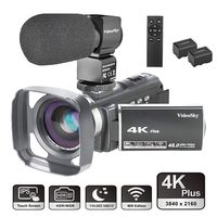 Video Camera Camcorder 4K Ultra HD VideoSky YouTube Vlogging Camera 48.0MP 3.0" Touch Screen IR Night Vision 16X Digital Zoom WiFi Recorder with Wide Angle Lens, Microphone, Remote Control, Lens Hood