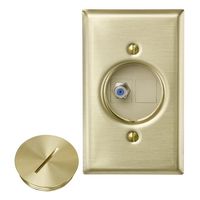 Leviton 41650-F QuickPort Floor Jack Assembly, One F-Type Coax and 1 Blank Insert, Solid Brass