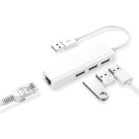 3 USB Port Hub with RJ45 LAN Adapter Laptop Ethernet Dock Network Extender for MacBook Air Pro/Surface Book/Dell XPS/Asus/Lenovo/HP (PC-White)