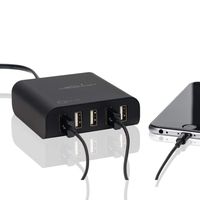 KabelDirekt 40W 8 Amps 5 Port High Speed USB Charger with IDD Technology (Intelligent Device Detection) - Black - Pro Series
