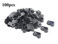 TOVOT 100 PCS Black Nylon Screw Wire Clips R-type Clip Cable Clamp Fasteners Tubing Clips 3/8 Inch (9 mm) for Wire Management