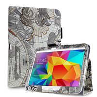 TNP Galaxy Tab S1 8.4 Case (Map Beige) - Slim Fit Synthetic Leather Folio Case Stand with Smart Cover Auto Sleep & Wake Feature and Stylus Holder for Samsung Galaxy Tab S1 8.4-Inch Tablet