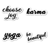 Choose Joy Be Beautiful Karma Yoga Sticker Pack Inspirational Quotes Black Stickers - 4 Pack - Laptop Stickers - for Laptop, Phone, Tablet Vinyl Decal Sticker (4 Pack) S211208