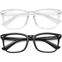 MEETSUN Blue Light Blocking Glasses Nerd Eyeglasses Clear Frame,Anti Blue Lights Computer Reading Gaming Glasses For Women Men (2 Pack Black + clear lens, 53)