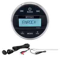 Enrock Gauge Style Media Center Marine Grade Bluetooth Receiver, Universal USB/3.5MM Auxiliary Interface Mount, Rubber Mast Long-Range Marine Boat/Yacht Radio Antenna (White)